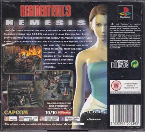 Resident Evil 3 Nemesis - PS1 (B Grade) (Genbrug)